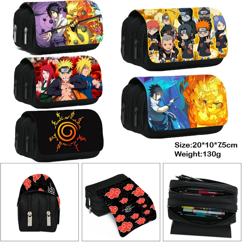 

Anime Pencil Case Students Schoolbag Stationery Anime Cases School Cool Multi-function Brush Bag Gift Kakashi Akatsuki Itachi