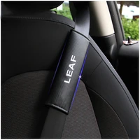 for nissan leaf car safety seat belt harness shoulder adjuster pad cover carbon fiber protection cover car styling 2pcs