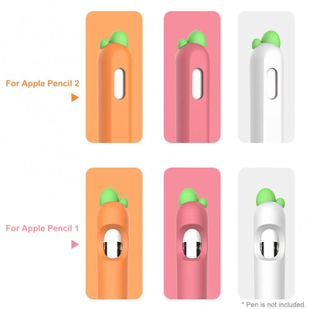 Cartoon Carrot Shape Silicone Stylus Pen Protective Cover for Apple Pencil 1/2