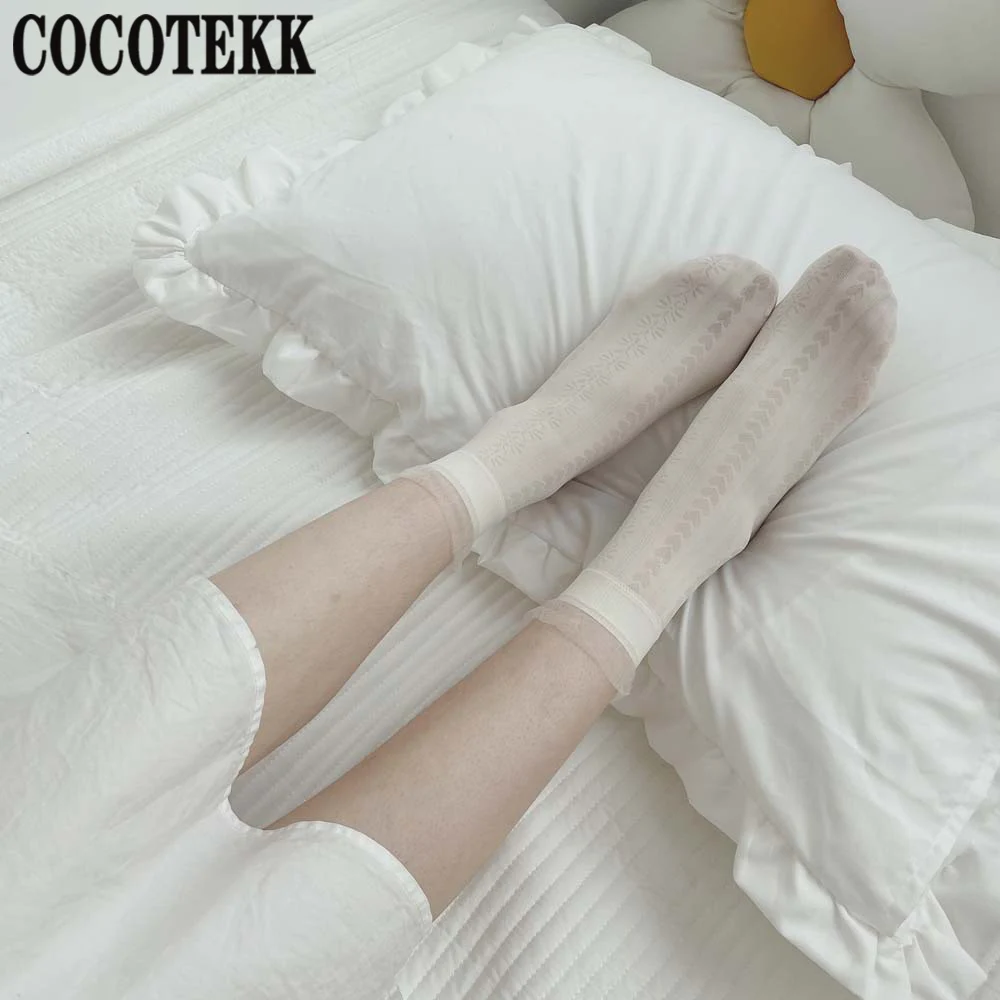 Женские носки новые модные летние тонкие дышащие белые милые в стиле &quotЛолита&quot