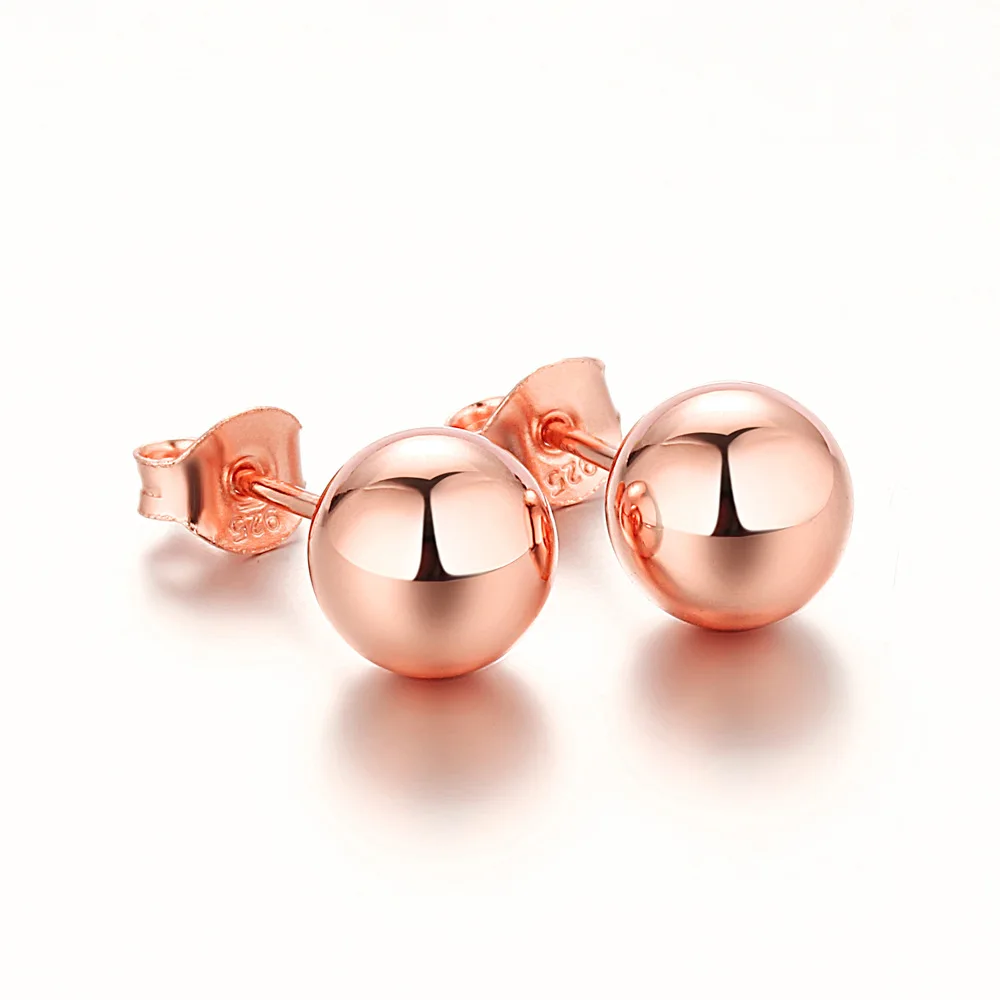 

New fashion trend s925 silver inlaid 5A zircon simple bead women's earrings three-dimensional sense of luxury