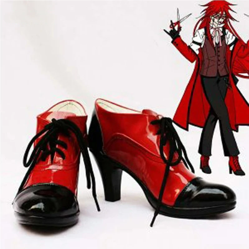 

Customize Boots Black Butler Grell Sutcliff Cosplay Shoes Custom Any Size Anime Party Boots