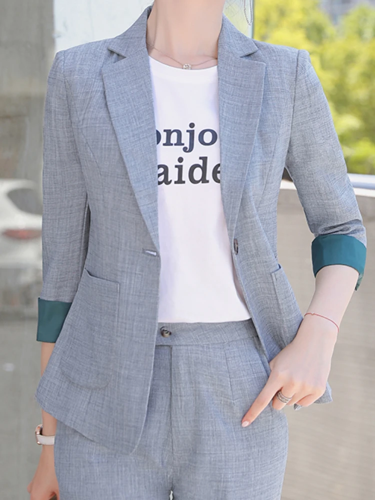 

New Women Elegant Trousers Suit Fashion Casual Business Blazer Two Pieces Set Femme Korean Workwear Outfits Formal Pantsuit