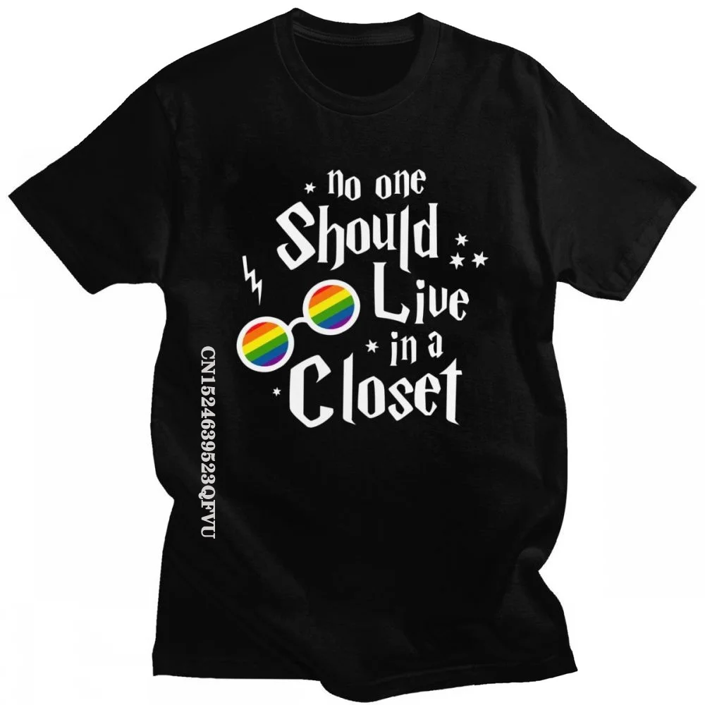 

Fashion No One Should Live In A Closet Tshirts Men Streetwear Men Gay Pride T Shirt Lesbian Lgbt Tshirt Cotton Slogan Tee Top