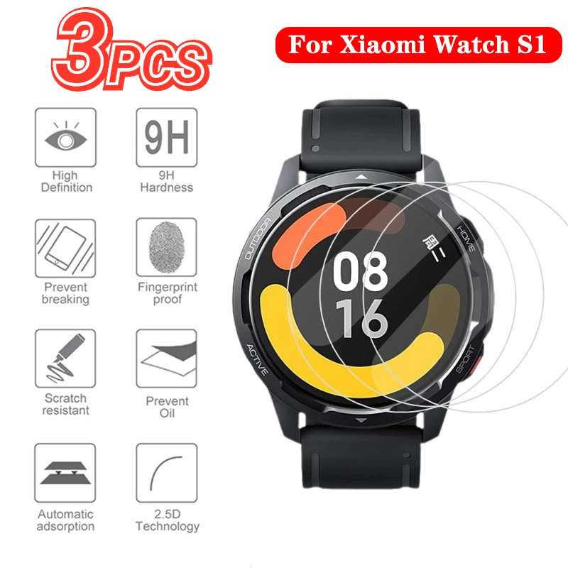 

3PCS For Xiaomi Watch S1 Smartwatch Accessories Tempered Glass Screen Protectors Ultra Thin Protective Film For Xiaomi Mi S1