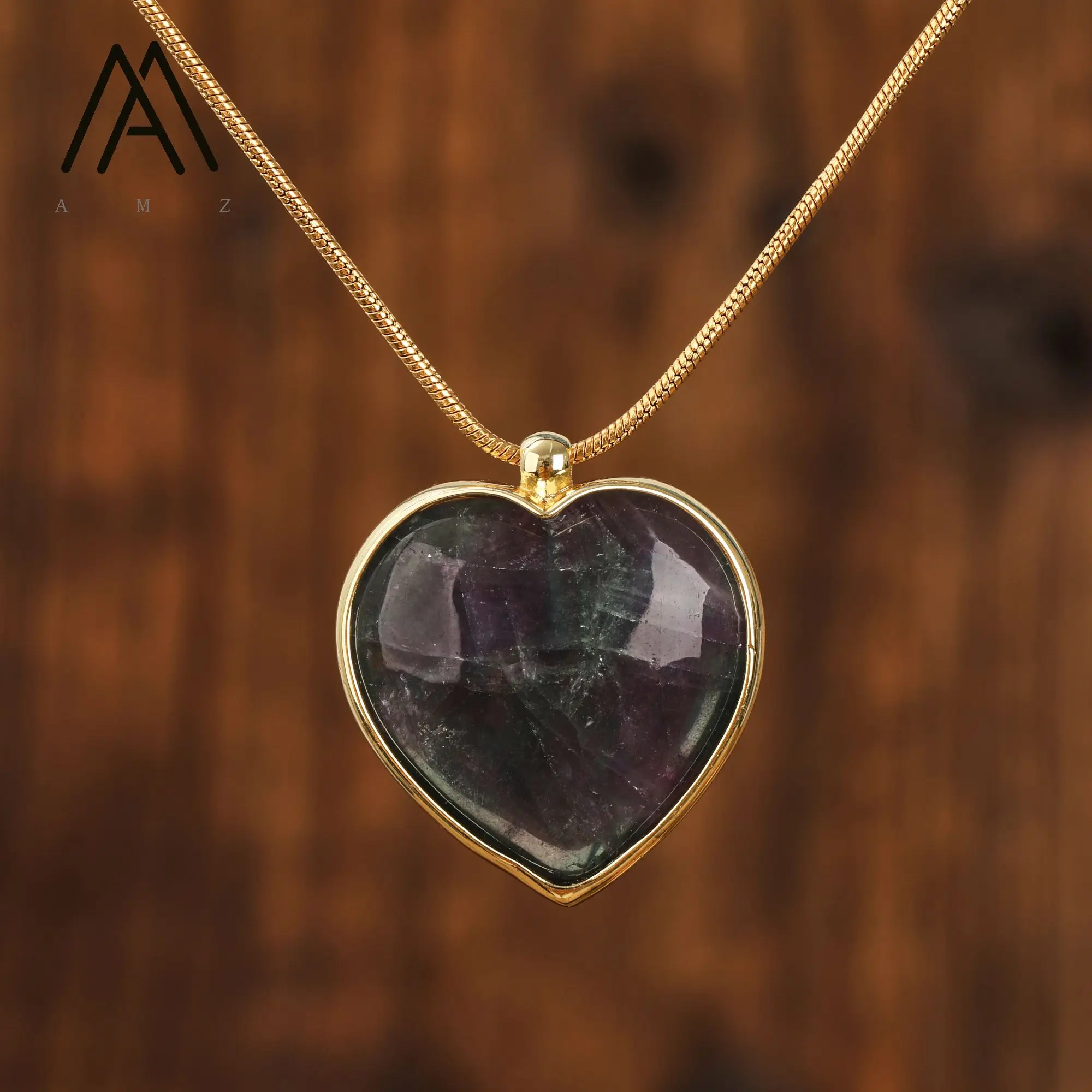 Классическое хрустальное ожерелье в форме сердца натуральный камень 30 мм