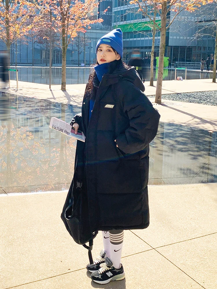 Down Cotton Jacket Female Long Coat Autumn Winter Women's 2022 New Hooded Loose Winter Cotton Padded Jacket Parkas