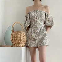 womens summer 2021 french retro square collar cottagecore ceramic tile print dress korean high waist dress fall fashion new