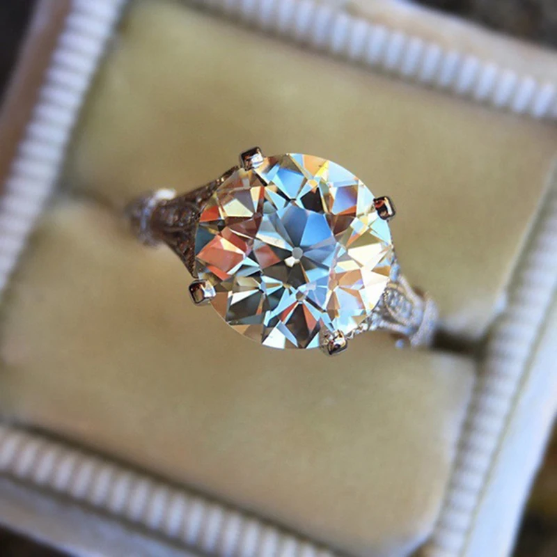 

Foydjew New European American Luxury 2.5 Carat Moissanite Diamond Rings Women's Silver Color Wedding Engagement Ring For Women