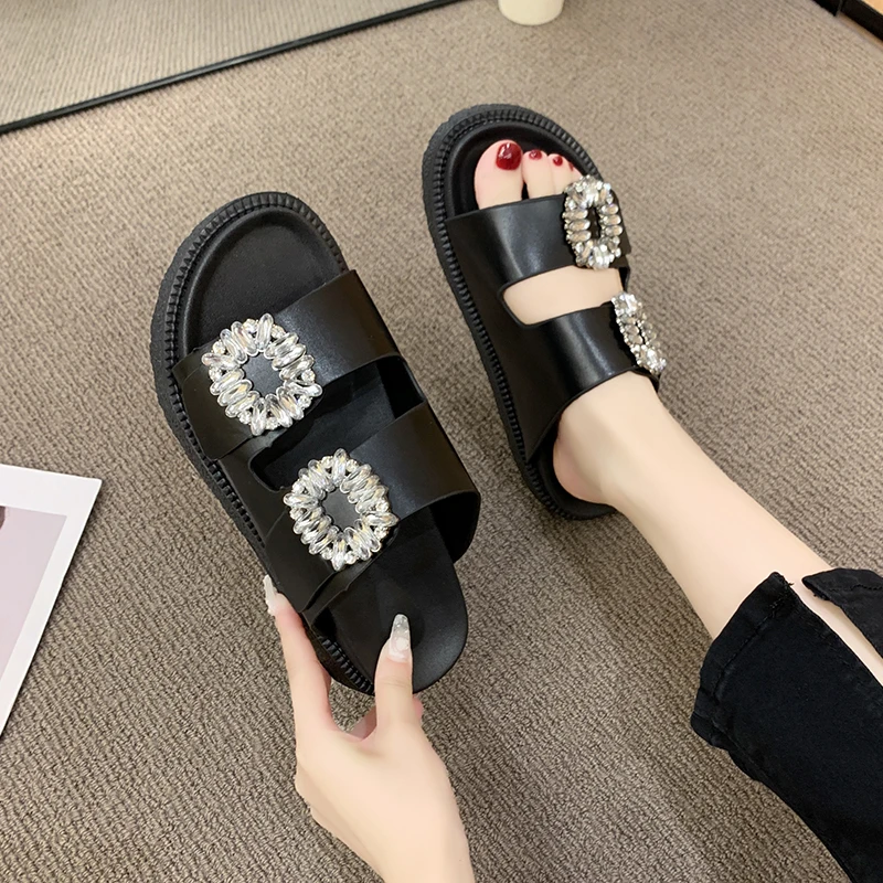 

Female Shoes Slippers Casual Summer Clogs Woman Fringe Low Glitter Slides 2023 Leather Beach Jelly fashion slippers