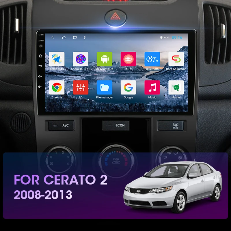 Vtopek 9&quot 4G+WiFi Android 10 Car Radio Multimedia Video Player Navigation GPS For Kia Cerato 2 TD Forte(MT) 2008-2013 Head Unit |