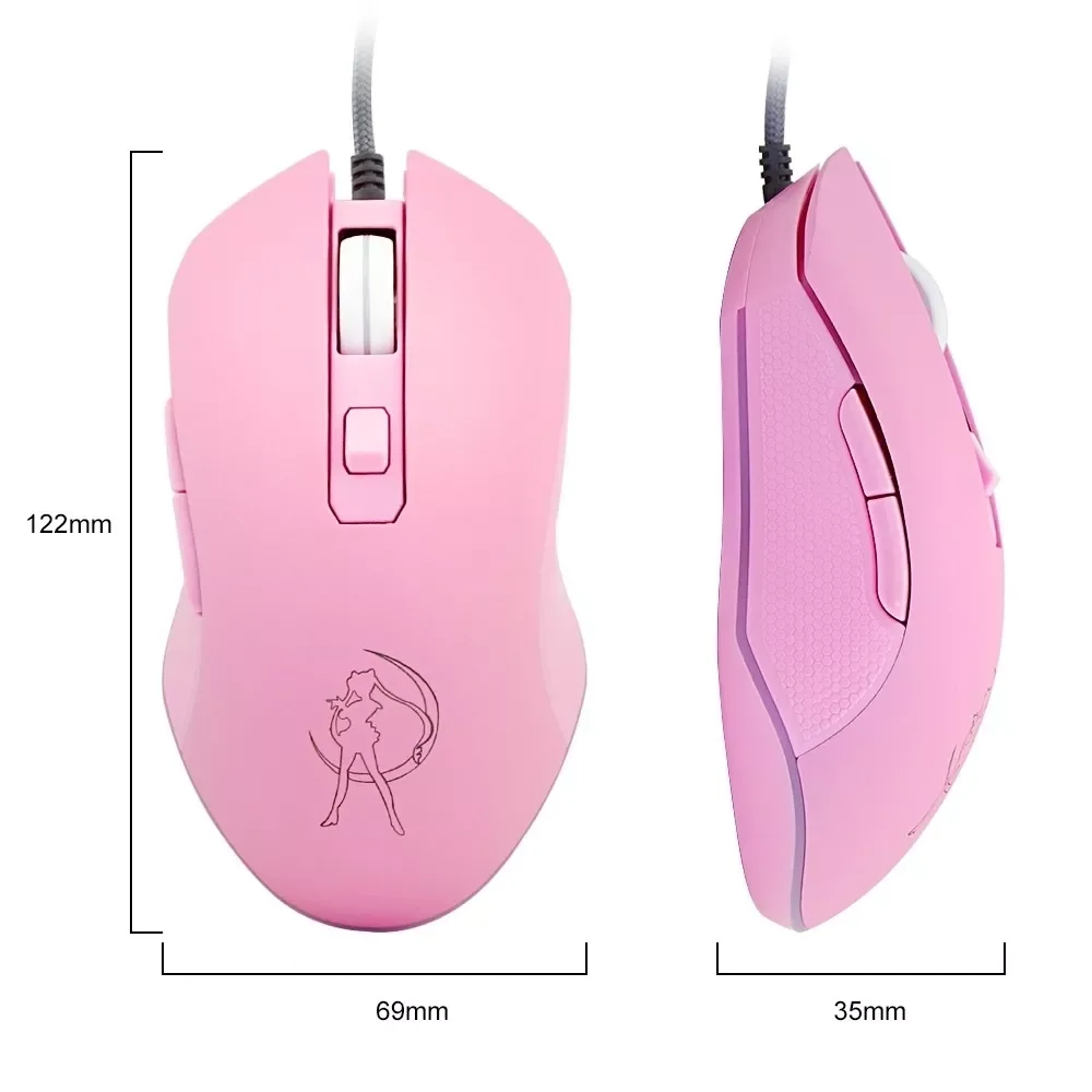 

Colorful Backlit Gaming Mice 3200 DPI Pink Computer Mouse Optical Wired Fashion Sailor Moon Mouse Girl Gift For Laptop