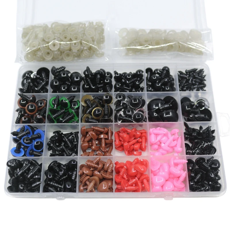 

838 Pcs DIY Plastic Colorful Assorted Size Safety Eyes And Noses With Washers For Plush Doll Toy Crafts