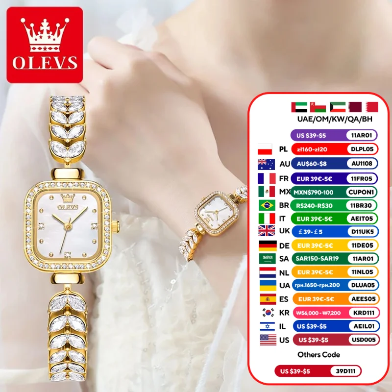 OLEVS женские часы кварцевые для женщин простой маленький ремешок часов квадратный