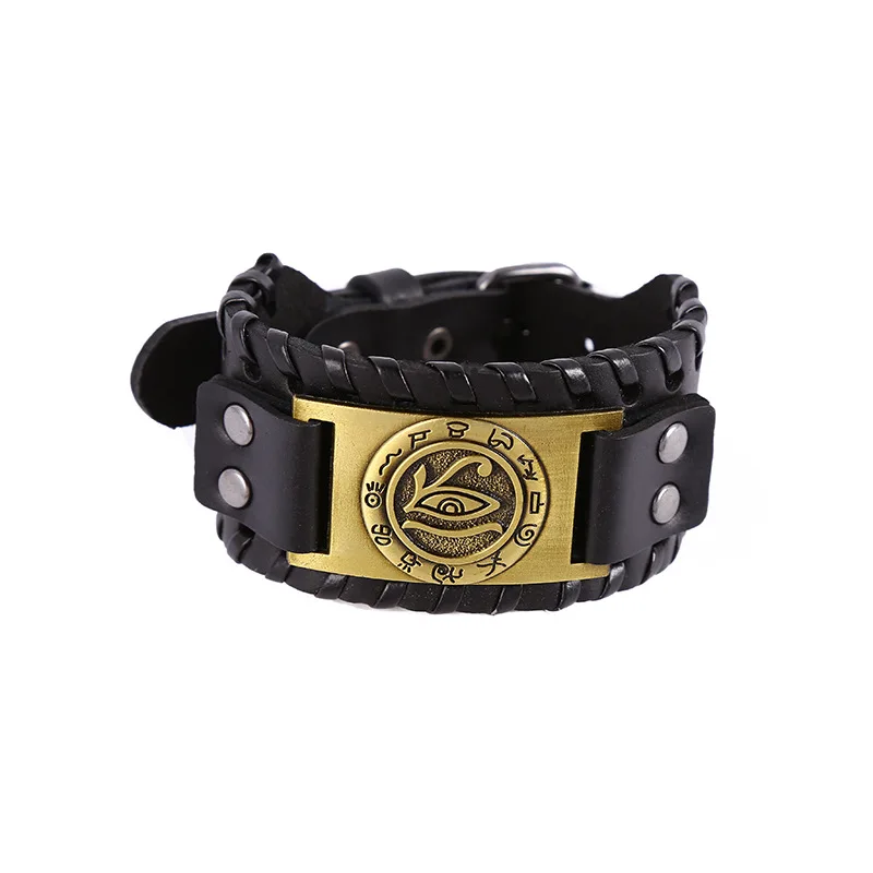 Модный винтажный широкий кожаный браслет Horus Eye модный мужской аксессуары