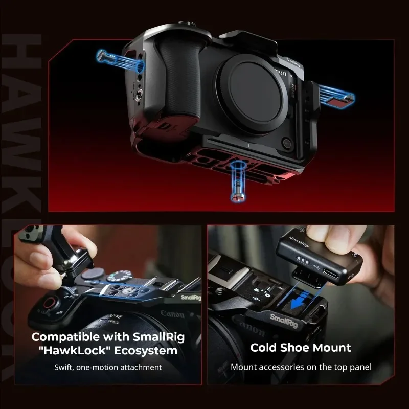 Фото Комплект креплений SmallRig HawkLock для Canon EOS R6 V с 3-точечной системой Arca QR для видеосъемки №1