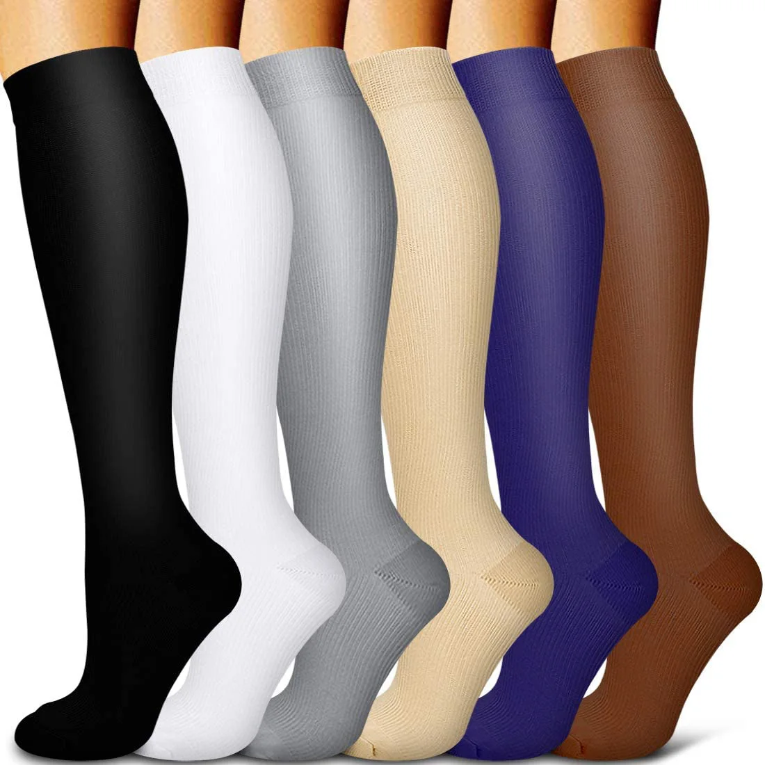 Wholesale Nylon Compression Socks Women and Men Knee High 20 MmHg Sports Running Socks Edema Diabetes Varicose Veins Men Socks