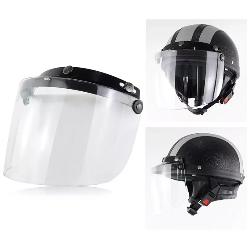

Windproof 3-Snap Visor Lens Shield for Motorcycle Helmets Flip Up Down Open Face Anti glaring Helmet Accessories