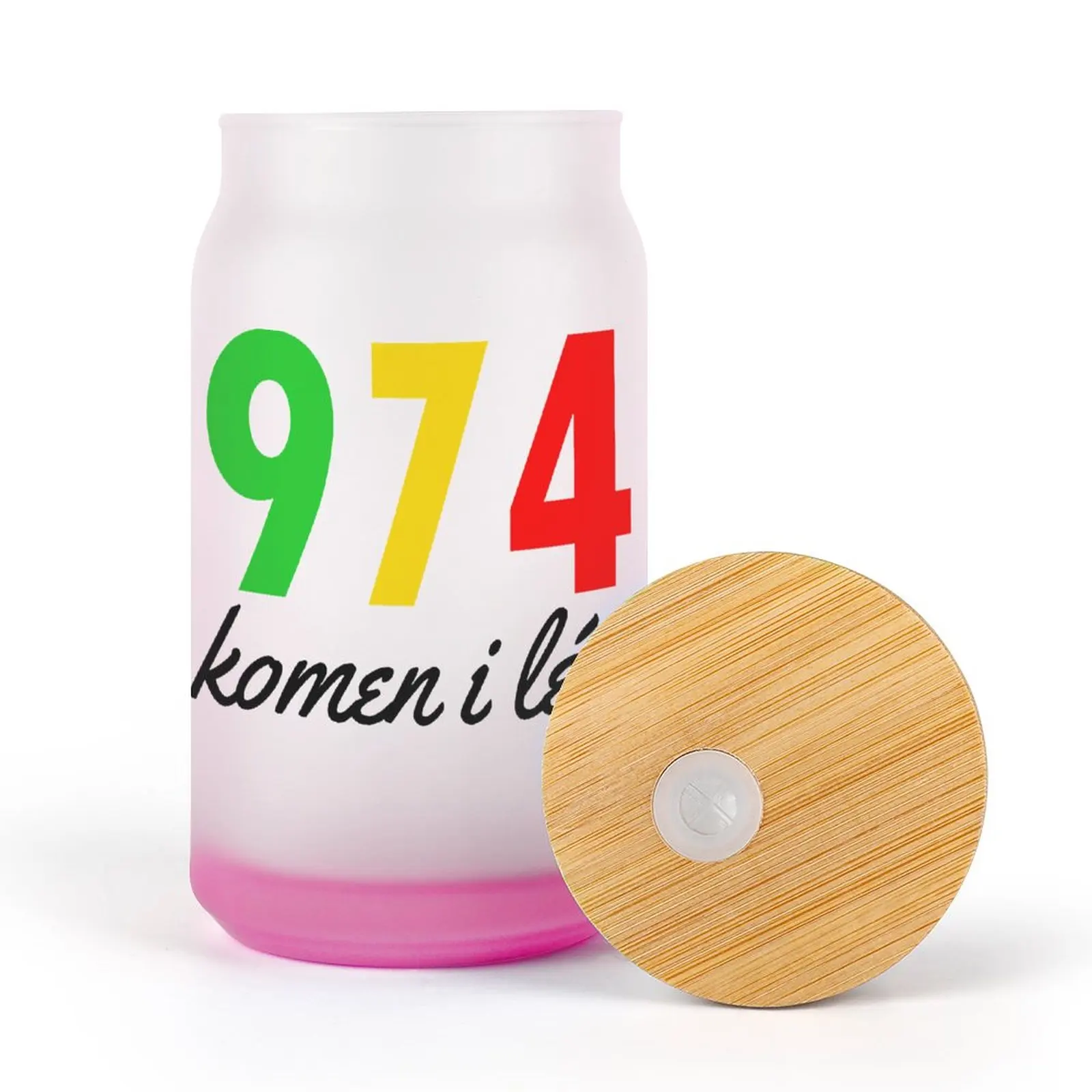 

974 Komen I Lé M Stanx974 DIY Frosted Glass Pipette Cup Graphic Kettle Beer Mugs Vacuum Flask Humor Wooden Lid Gradient Effect C