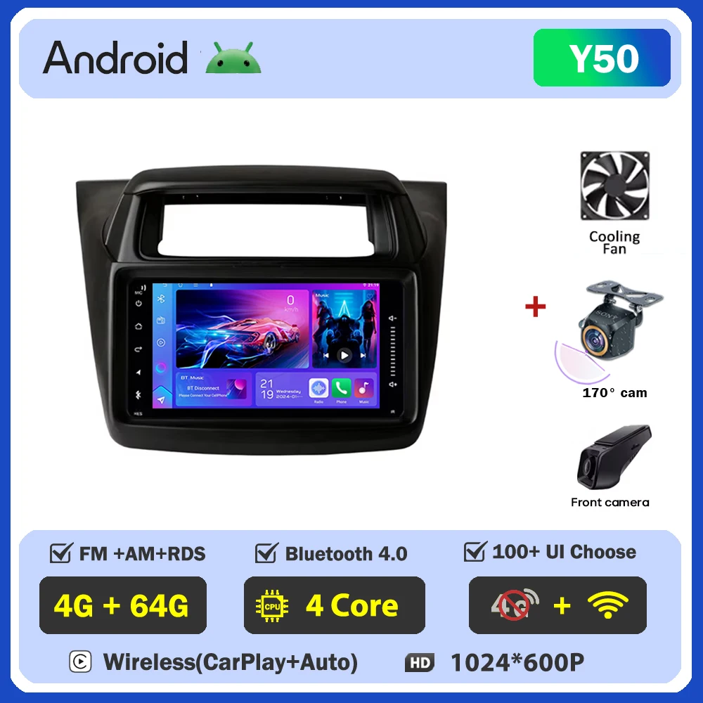 

7-дюймовый автомобильный радиоприемник для Mitsubishi Pajero Sport Triton 2014 Carplay, автоплеер с экраном, мультимедиа, 5G, WIFI, стерео, без 2din, авторадио