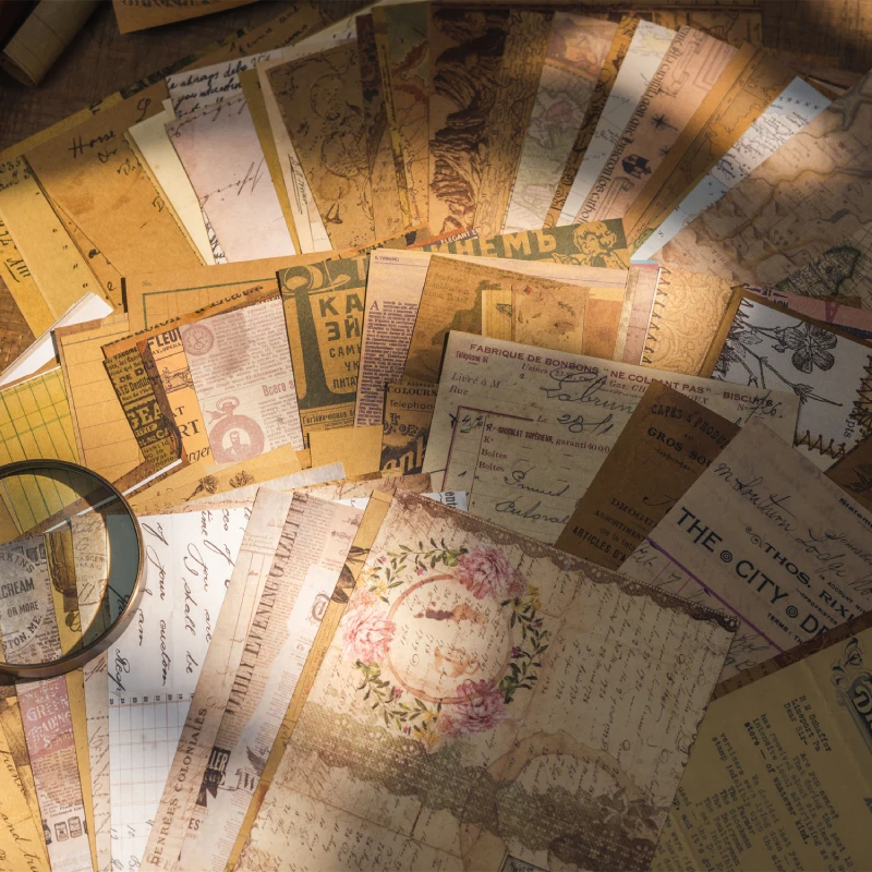 

20Pcs Vintage Coffee Dyed Flower Map Junk Journal Ephemera Craft Paper Retro Letter Newspaper DIY Diary Scrapbooking Material