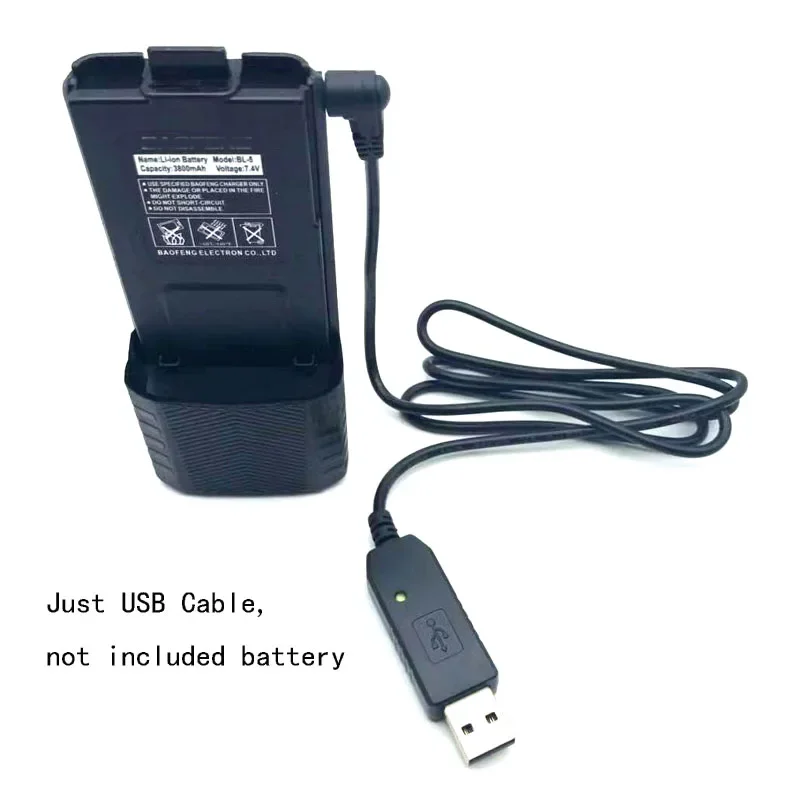 Фото Кабель USB для зарядки аккумулятора BaoFeng UV-5R с индикатором заряда для раций UV-82, UV-S9, BF-UVB3, F8HP Plus, а также для любительских радиостанций №2