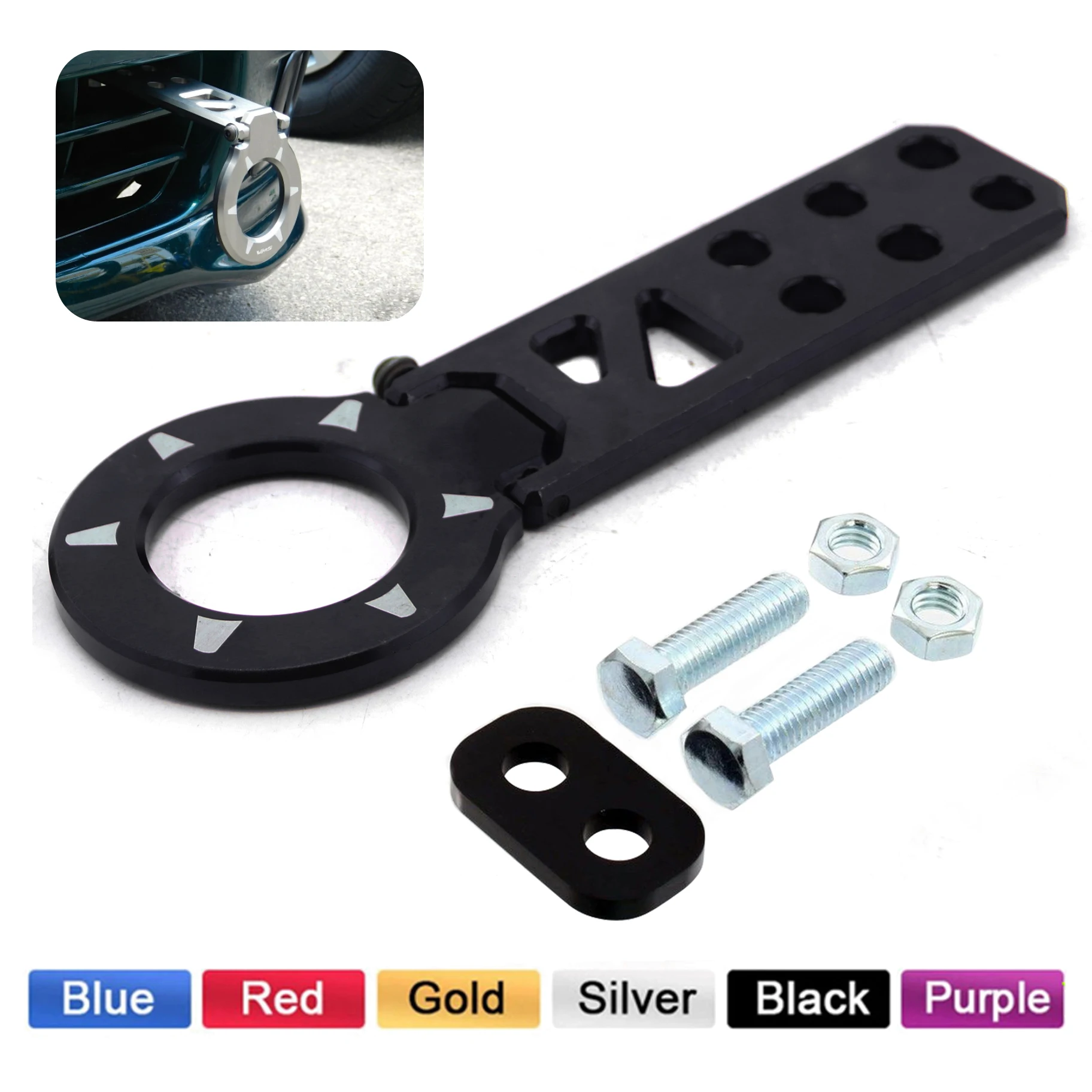 

Vms Vehicle Accessories Racing Front Tow Hooks Car Aluminum Adjustable Folding Auto Trailer Ring 6 Colors For Most Honda Acura