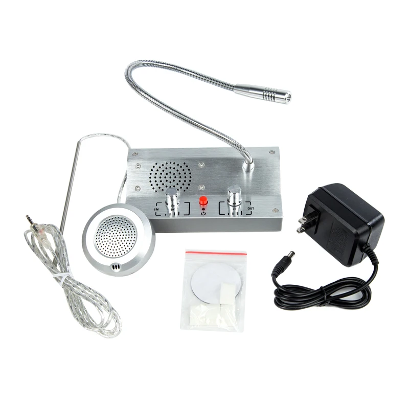 

Dual Way Window Intercom System Counter Interphone Bank Pharmacy Table Microphone E330