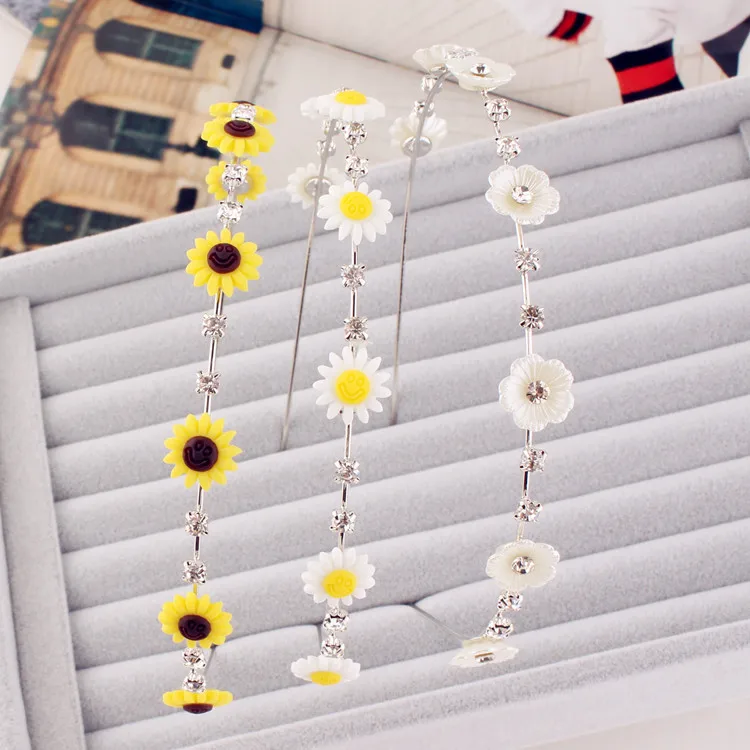 Ободок для волос Женский желтый с цветами из акрила украшение |