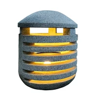 Customized Japanese Hot Sale Natural Granite Stone Carving Outdoor Decorative Solar Lamps Led Light Lanterns