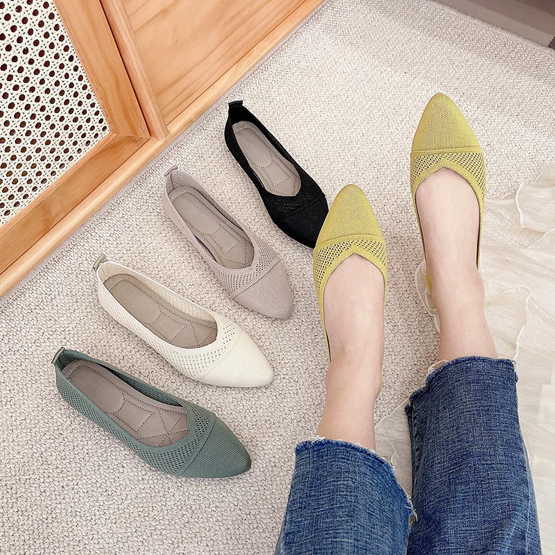 

Chunky Lace Sexy Pointed Toe Women Shoes Summer Designer Mid Heels Shallow Mature Dress Woman Hollow breathable knitted shoes