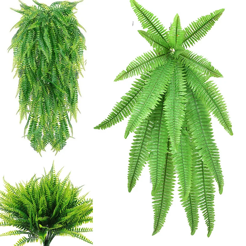 

Hanging Plants Artificial Greenery Hanging Fern Grass Plants Green Wall Plant Silk Artificial Hedge Large Home Decor Garden