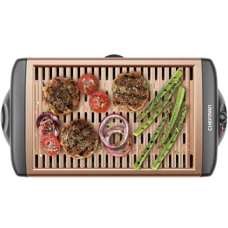 

Indoor Grill, Adjustable Temperature , Dishwasher-Safe Plate, Copper