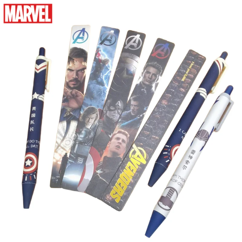 

Marvel Iron Man Spiderman Captain America Thor Anime Peripheral Cartoon Gel Pen Stationery Blind Box Creative Surprise Gift Box