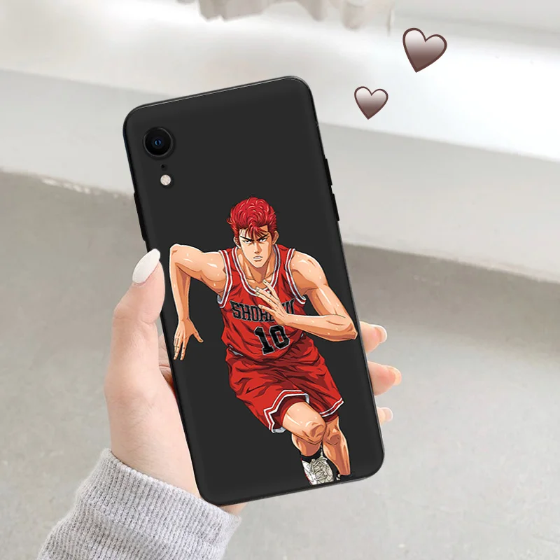 Чехол для Телефона iphone 16Plus XR XSMax 15 14 13 12 11 16 Pro Max Mini 7 8 Plus 15Pro Slam Dunk черный мягкий
