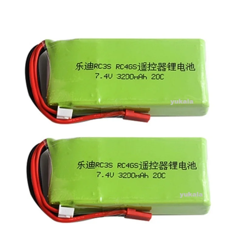 Перезаряжаемый литий-полимерный аккумулятор для радиоконтроллера, 7,4 В, 3200 мАч