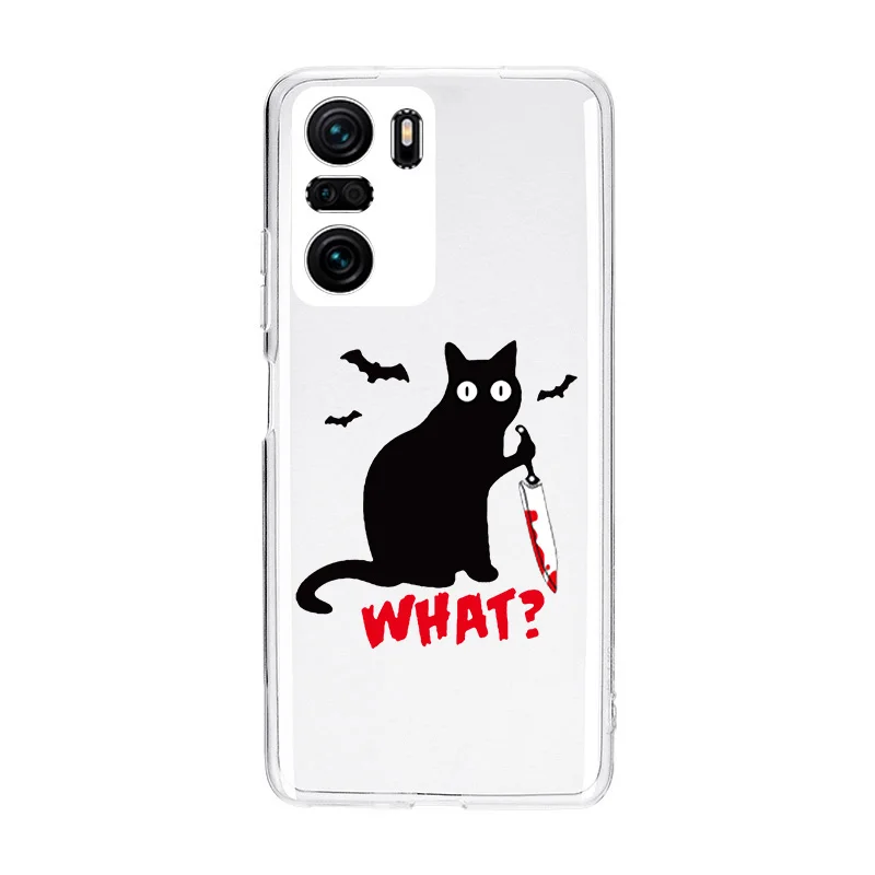 Чехол с милым мультяшным черным котом для Redmi Note 11E 5G XIAOMI 12 11tPro прозрачный чехол POCO