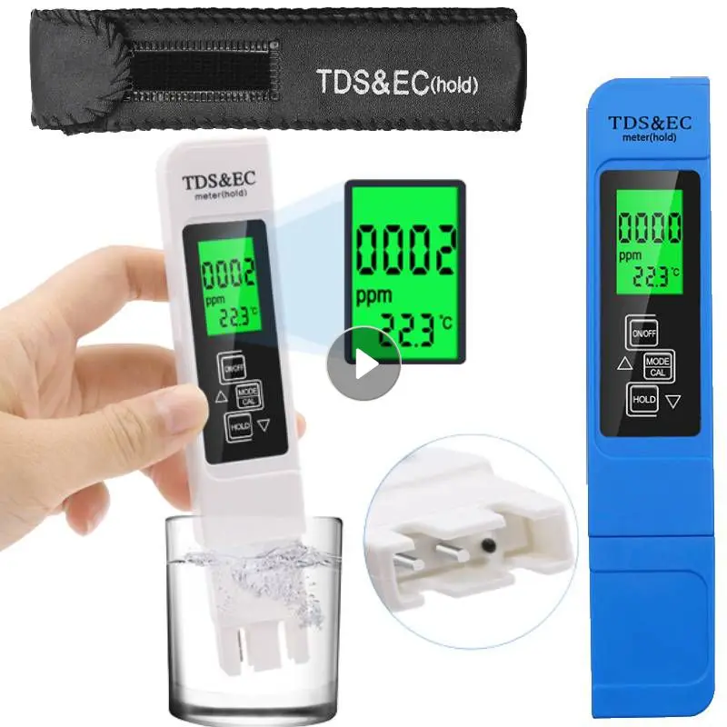 

Digital Water Quality Tester TDS EC Meter Range 0-9990 Multifunctional Water Purity Temperature Meter TEMP PPM Testing Tools