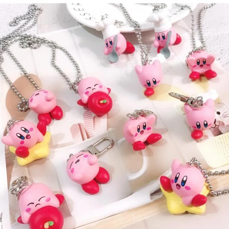 

Милые милые фигурки Кирби из аниме-серии, ожерелье, подвеска для пары, брелок для девочек, сердечек, мальчиков и девочек, праздничный подарок...