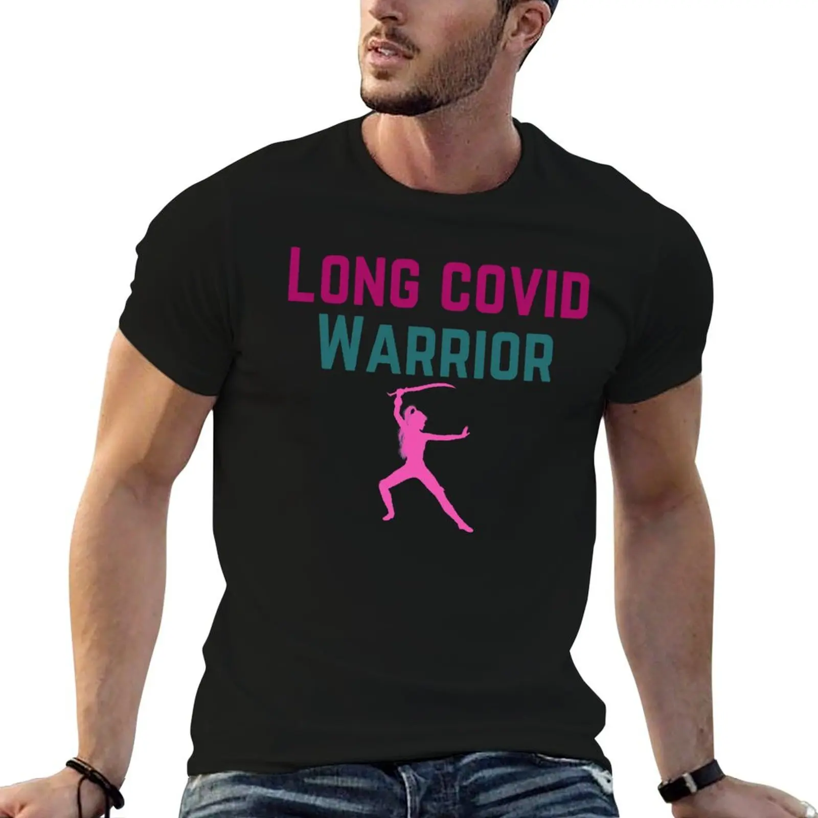 Фото Женская футболка Long Covid Warrior Pink Warrior, спортивная базовая футболка, впитывающая влагу №1