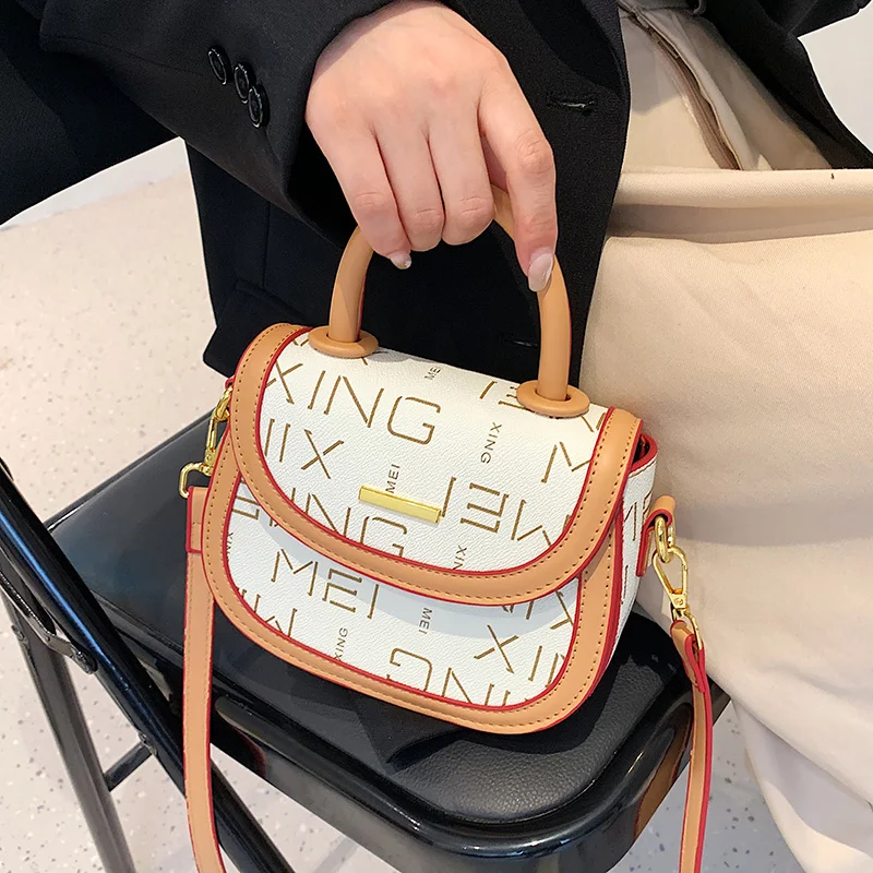 

PU Leather Mini Letter Crossbody Shoulder Bag 2022 Fashion Women's Totes with Short Handle Vintage Shopper Crossbody Bags