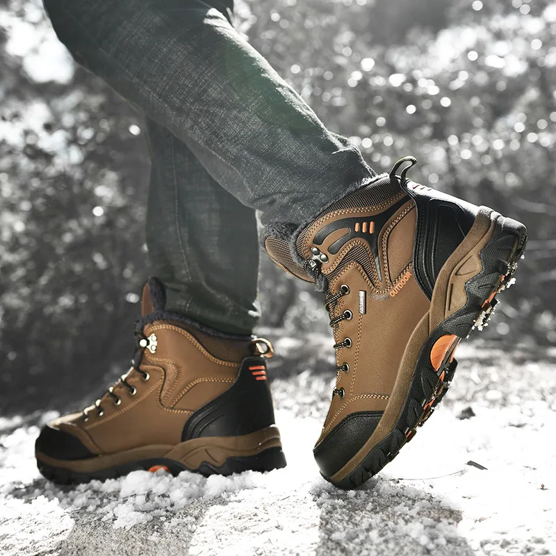 Men's Winter Sneakers 2022 New Plus Velvet Warm Cotton Shoes Trekking Hiking Shoes Camping Outdoor Climbing Male Sneakers