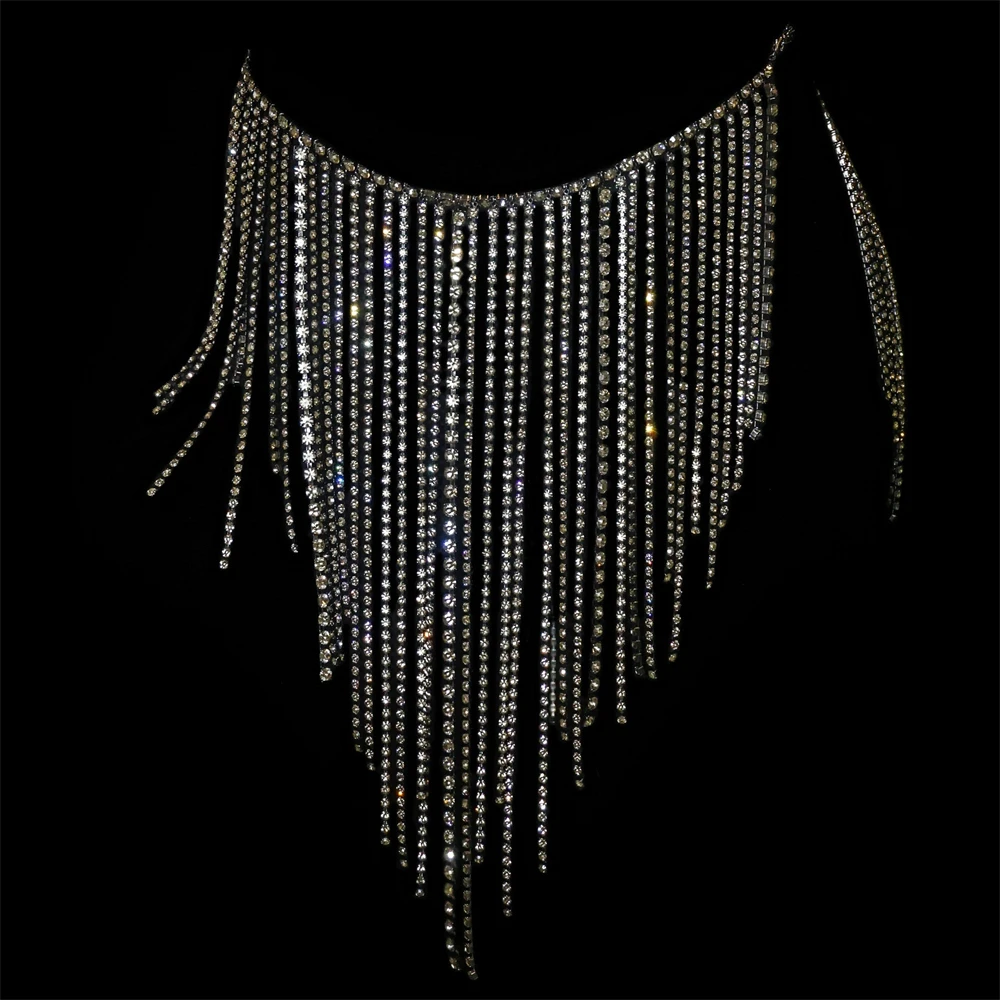 Модная Сексуальная Блестящая Юбка С Пайетками И Ювелирными Изделиями Бахромой