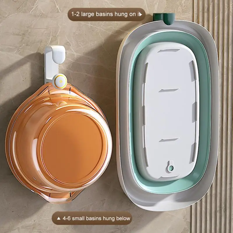 

Durable No-punching Basin Storage Rack Strong Bearing Capacity Basin Hook Self-adhesive Holder Bathroom Accessories Retractable