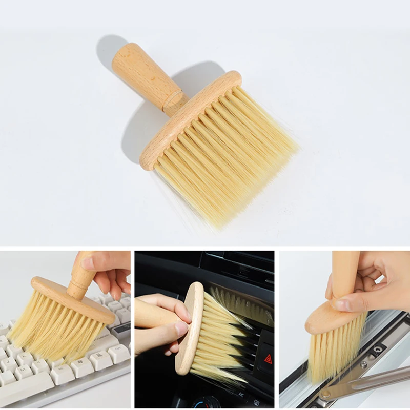 

Щетка для удаления пыли в автомобиль, мягкая щетина с деревянной ручкой, для чистки клавиатуры