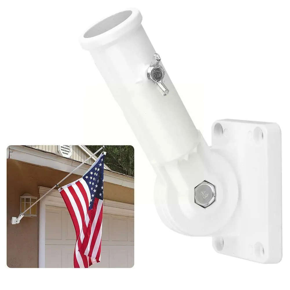 Aluminum White Adjustable Wall Mount Flagpole Holder Proof Shelf Lamp Street Flag Base Stand Bracket Duty Coated Rust Pole K2R4