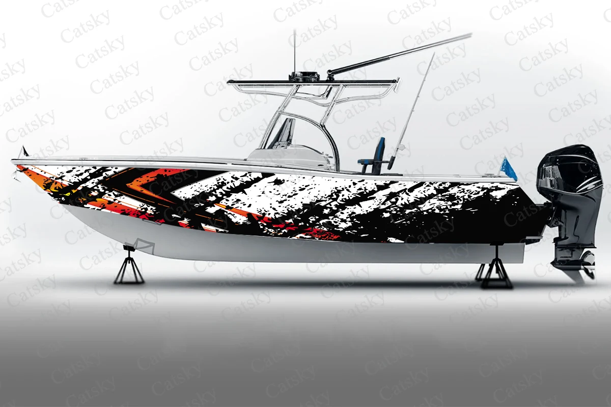 

Брызговики чернила векторные абстрактные графические полосы фотоупаковка Рыба Лодка Водонепроницаемая Морская Лодка на заказ переводная лодка винил