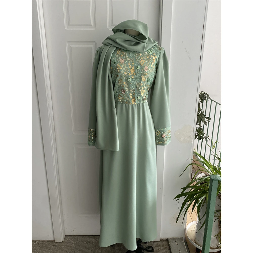 New Arab Middle East Muslim Abaya Sequined Ladies Elegant Hijab Dress Muslim Fashion Vestidos Arabes Dubai Y Turcos Robe