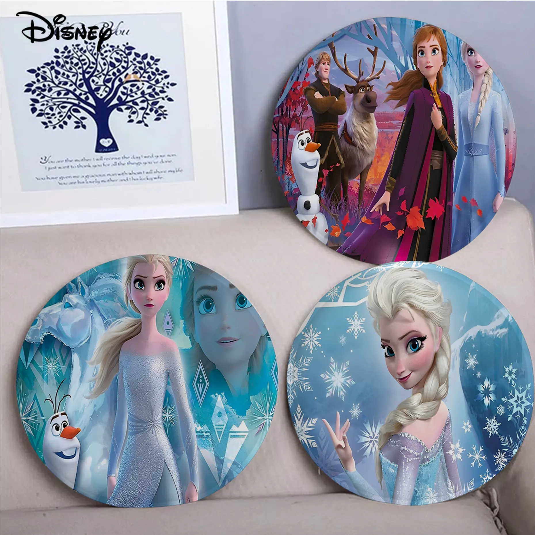 

Disey Elsa Princess Cushion Mat Round Seat Cushion Office Dining Stool Pad Sponge Sofa Mat Non-Slip Chair Cushions