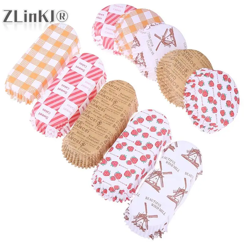 

100Pcs Bread Paper Tray Baking Cups Muffins Hamburger Oil-Proof Practical Mini Snack Heat Resistant Cake Tools